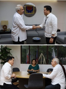 DSWD Secretary  Rex Gatchalian (right) welcomes International Labor Organization Country Director Khalid Hassan during a courtesy visit on Wednesday (June 21).