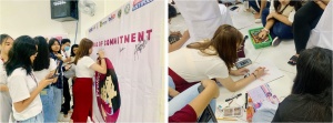 Students, educators, and teenage mothers from Antipolo City, Rizal sign the pledge of commitment and create advocacy materials for Project ProtecTEEN as part of its Advocacy Forum and strengthening of Referral Networks through Coffee Table Discussion conducted by the Department of Social Welfare and Development on Tuesday (July 11) in Antipolo City.