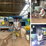 Nicasio Espiritu uses the welding equipment he purchased using the livelihood assistance from the Sustainable Livelihood Program (SLP) of the Department of Social Welfare and Development (DSWD).