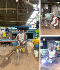 Nicasio Espiritu uses the welding equipment he purchased using the livelihood assistance from the Sustainable Livelihood Program (SLP) of the Department of Social Welfare and Development (DSWD).