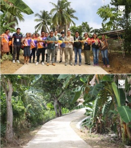 Lina Berongoy joins other community members of Sitio Mahayag in Barangay Luan, Candijay, Bohol during the turnover ceremony of the newly-concreted access road under the Department of Social Welfare and Development's Kapit-Bisig Laban sa Kahirapan-Comprehensive and Integrated Delivery of Social Services (Kalahi-CIDSS) program.